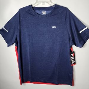 FILA Eros Top Crew Neck Short Sleeve Navy and Red Young Men's Size  XXl NWT